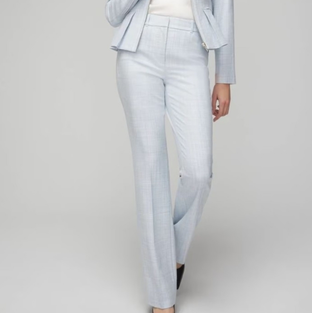 White House Black Market Ines Slim Boot Blue Cross Hatch Pants 4S